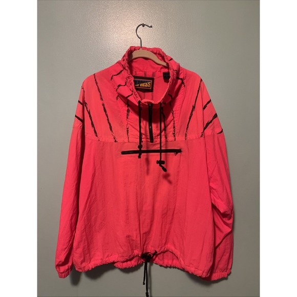 Vintage 90's Express Unisex XL 1/4 Zip Windbreak Jacket- Retro- Pink Neon - Picture 1 of 11